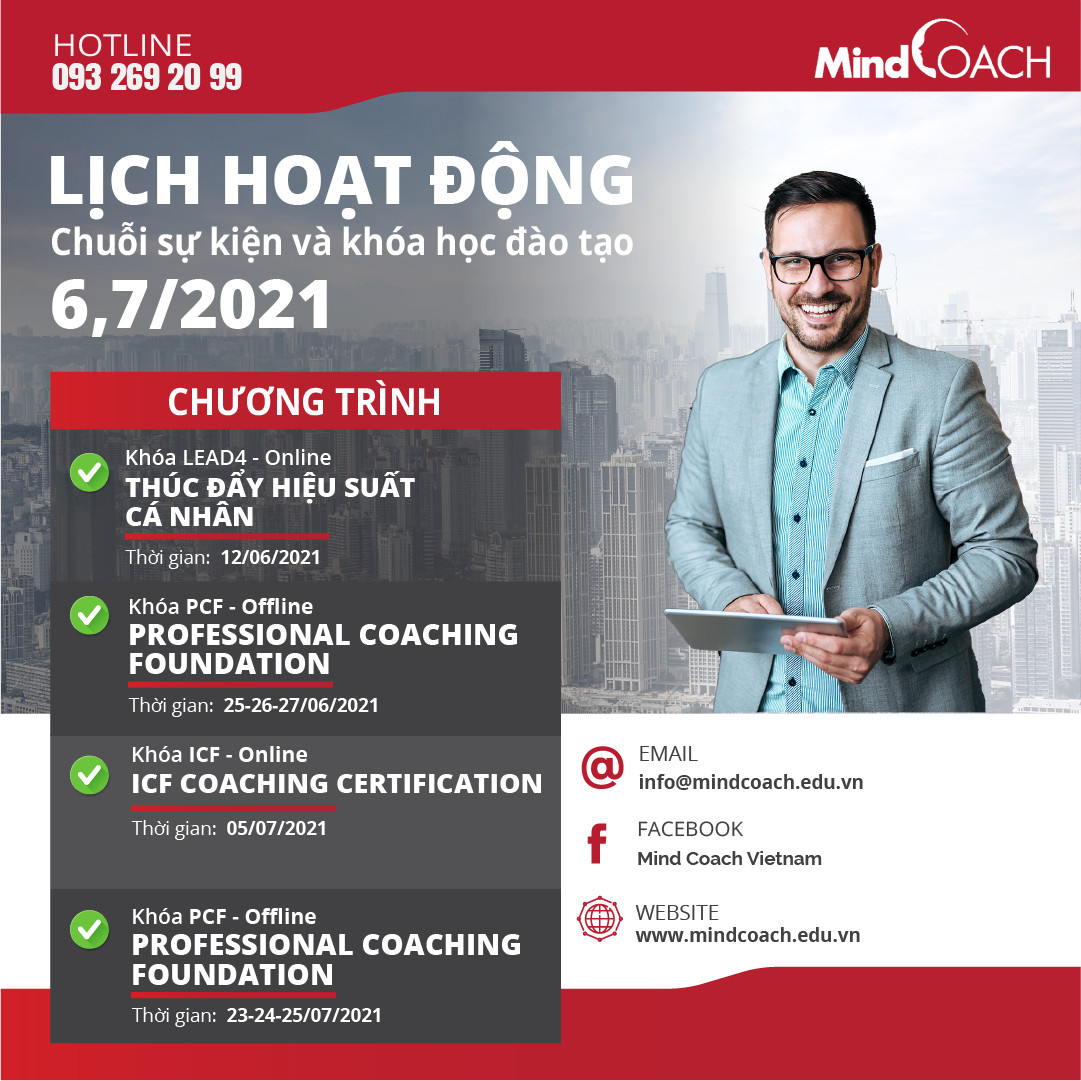 Khóa đào tạo Coaching trong tháng 06 & 07/2021
